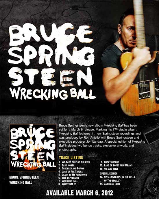 poster wrecking ball de Bruce Springsteen